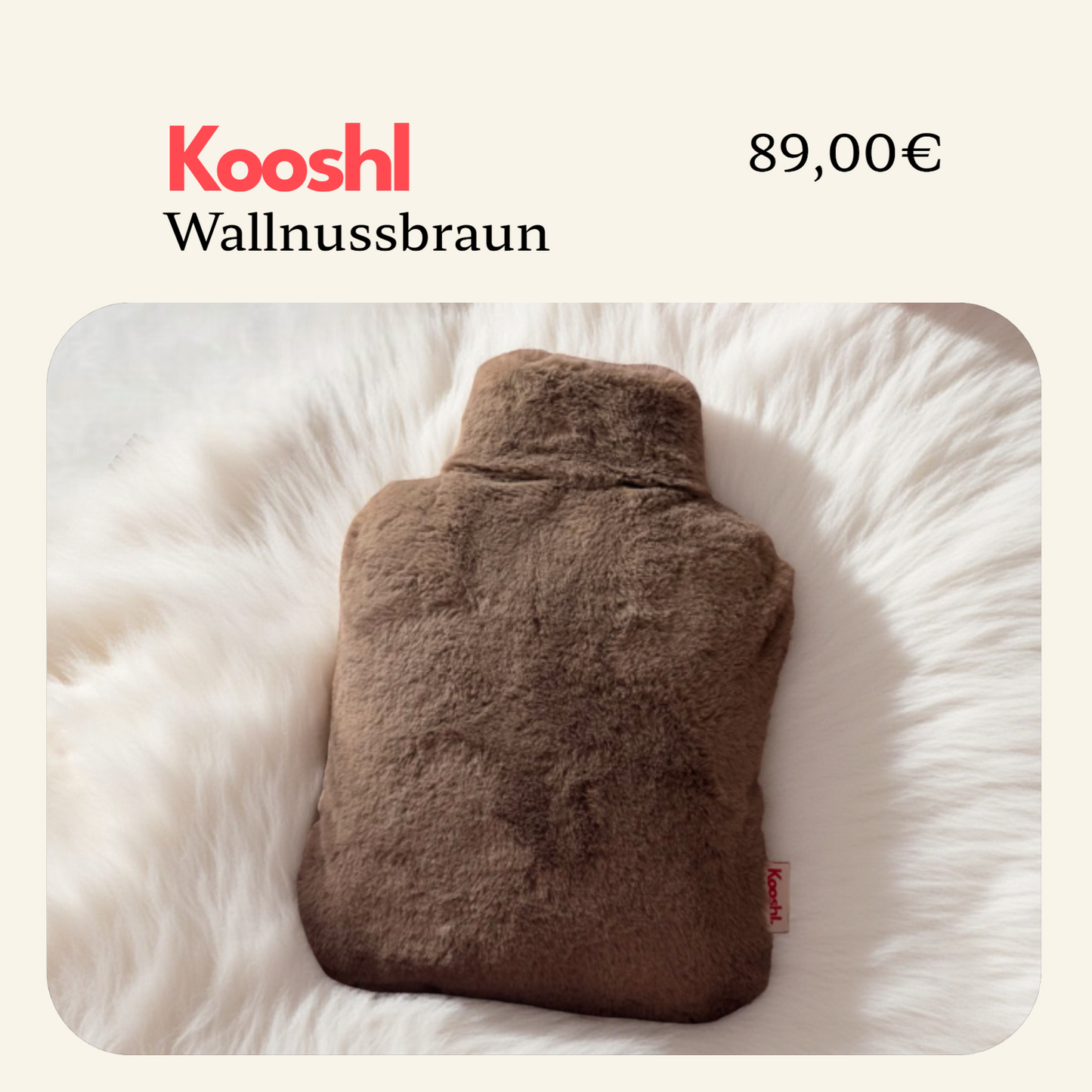 Kooshl Glow | Premium Wärmekissen| Kuschelfell Walnussbraun